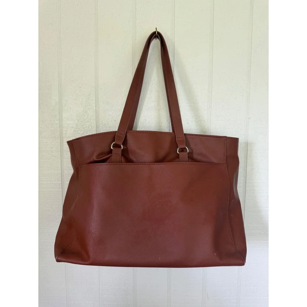 Bundle Cognac Saffiano Laptop Tote Bag and Floral Zip Around Wallet Set - Picture 2 of 8